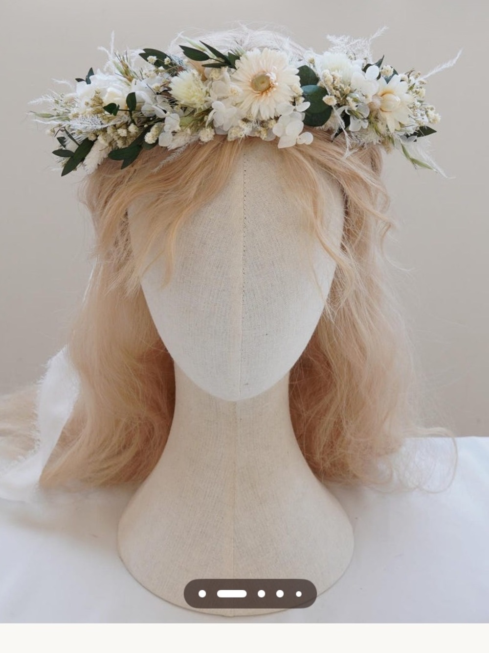 Bohemian Dried Flower Hair Crown in Cream